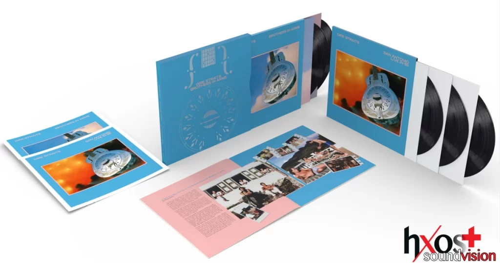 Το εξώφυλλο του άλμπουμ "Brothers in Arms" των Dire Straits, με την εμβληματική κιθάρα στον γαλάζιο ουρανό.