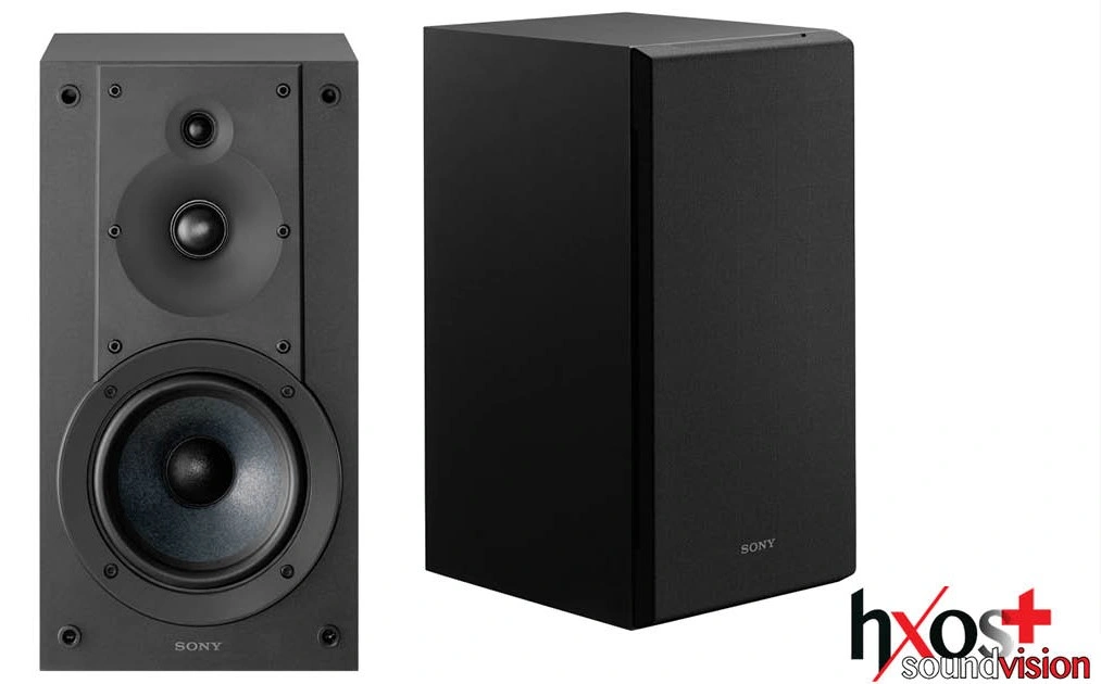 Τριών δρόμων ηχείο βιβλιοθήκης Sony SS-CS5M2 με woofer 5 ιντσών, tweeter και super tweeter σε μαύρο φινίρισμα.