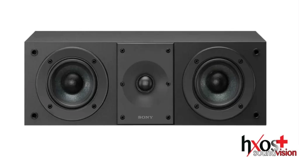 Κεντρικό ηχείο δύο δρόμων Sony SS-CS8M2 με δύο woofers και tweeter, σχεδιασμένο για καθαρή απόδοση διαλόγου.