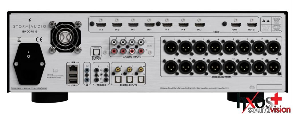 Storm Audio Core+ Στο οπλοστάσιο συνδέσεων, βρίσκουμε επτά εισόδους και δύο εξόδους HDMI 2.1, συμπεριλαμβανομένων των ARC/eARC, 8K/4K120, HDR10+, Dolby Vision και HLG. Επιπλέον, υπάρχει λειτουργία HDMI matrix για δύο ζώνες βίντεο.
