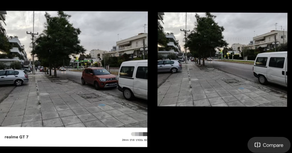 Εδώ με το AI Eraser αφαιρέσαμε το κόκκινο αυτοκίνητο μετά τη λήψη.